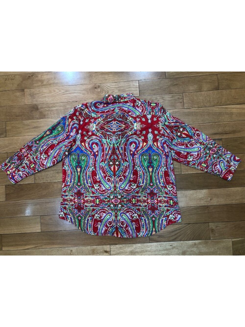 Vintage Lauren Ralph Lauren Featherweight Red Paisley Button Down Shirt Size XL - Picture 9 of 9
